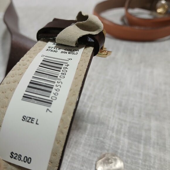 Another Line Dark Brown Leather Belt with Gold Frog Buckle with Rhinestone Eyes. - Picture 7 of 9